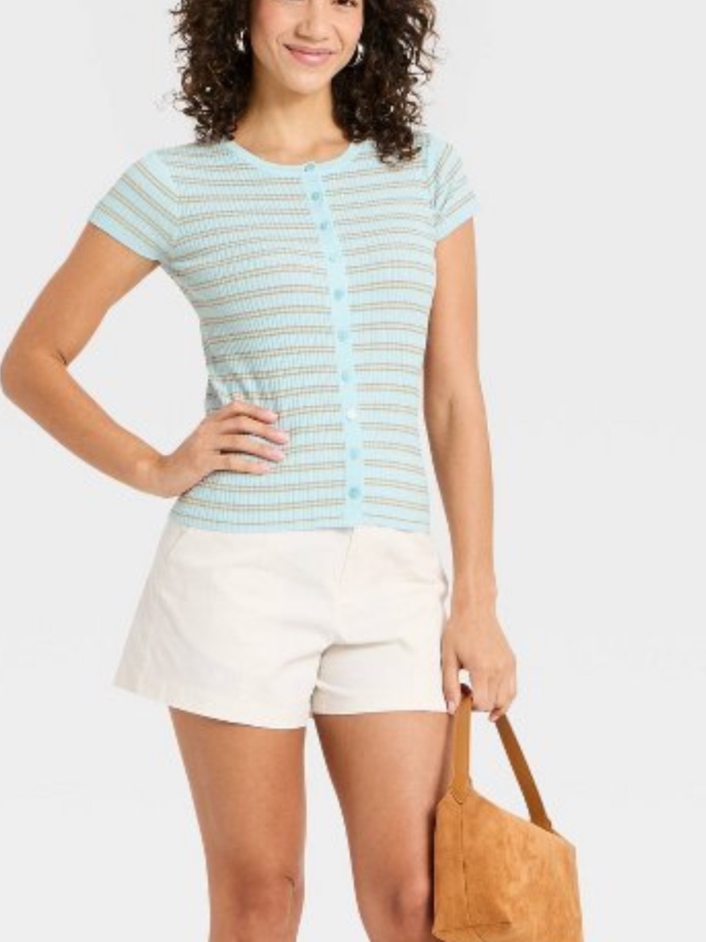 A New Day - Women's Short Sleeve Button front sweater - Medium - Picture 4 of 7